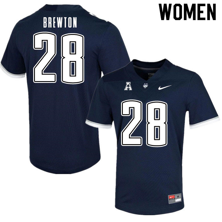 Women #28 Brian Brewton Uconn Huskies College Football Jerseys Sale-Navy